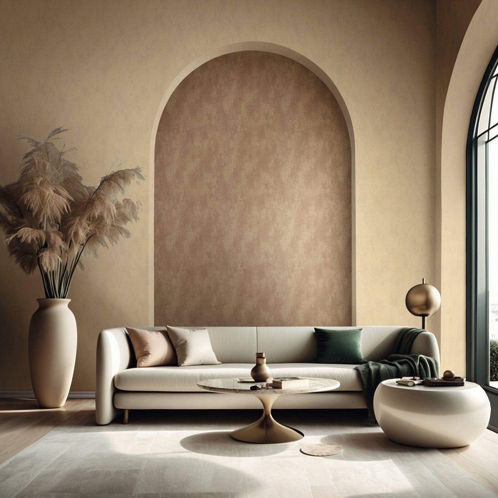 Plaster Effect wallpaper in beige color - pattern number TR34625 - by Galerie in the Terra collection