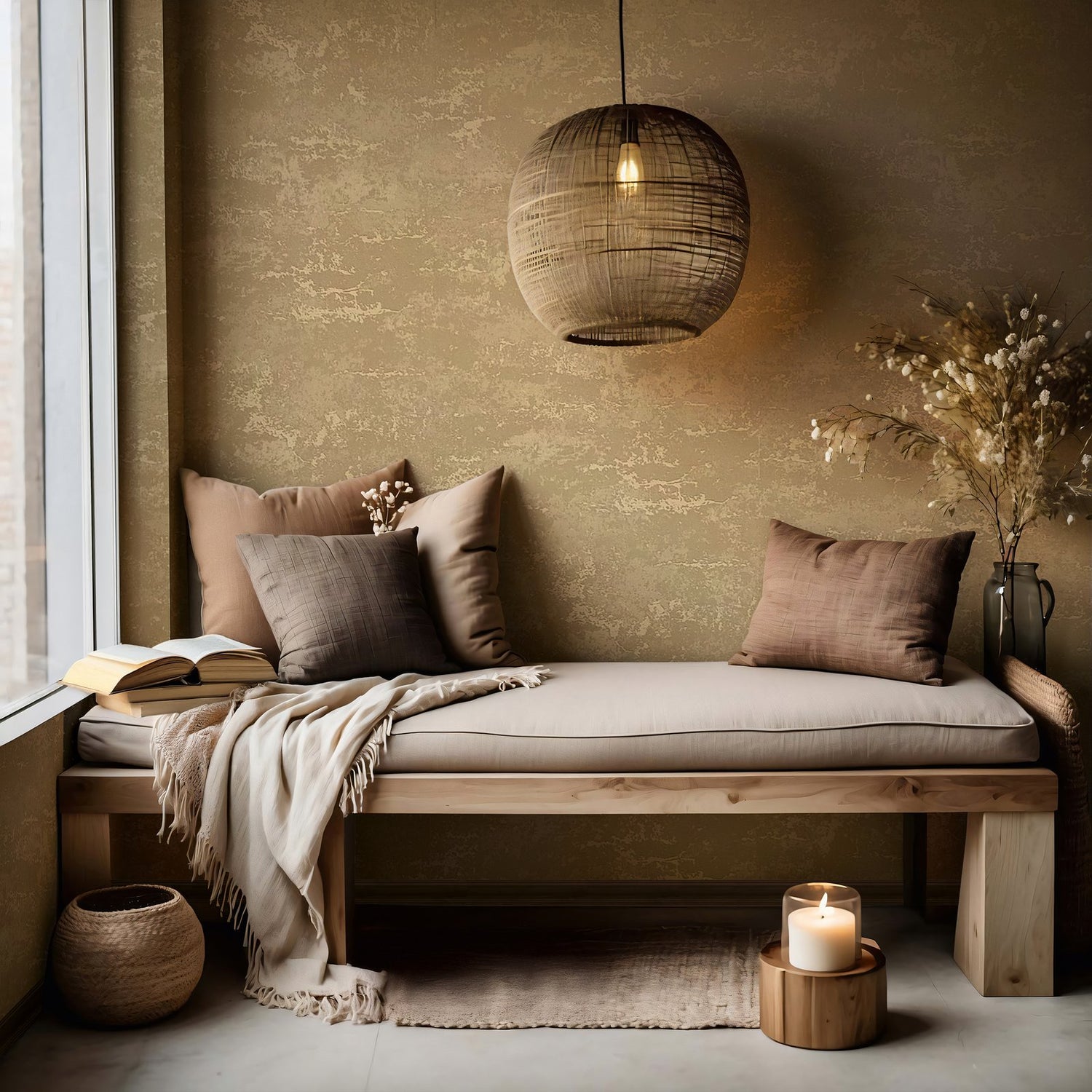 Plaster look wallpaper in bronze brown color - pattern number TR34640 - by Galerie in the Terra collection