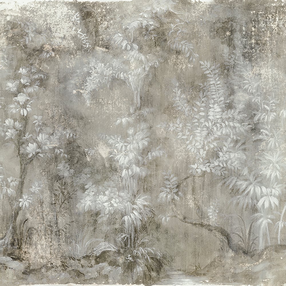 Floral 6 Panel Mural in beige color - pattern number 35095 - by Galerie in the City Romance collection