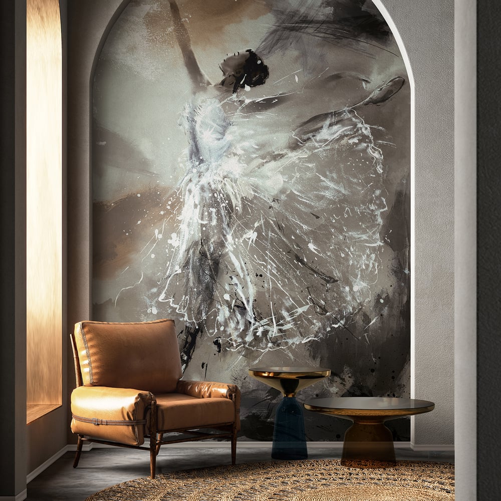 Graphics 4 Panel Mural in grey color - pattern number 35097 - by Galerie in the City Romance collection