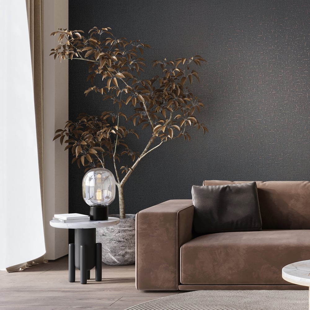 Uni Wallpaper in anthracite color - pattern number 35111 - by Galerie in the City Romance collection