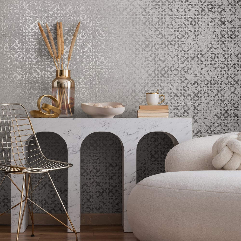 Graphics Wallpaper in grey color - pattern number 35118 - by Galerie in the City Romance collection