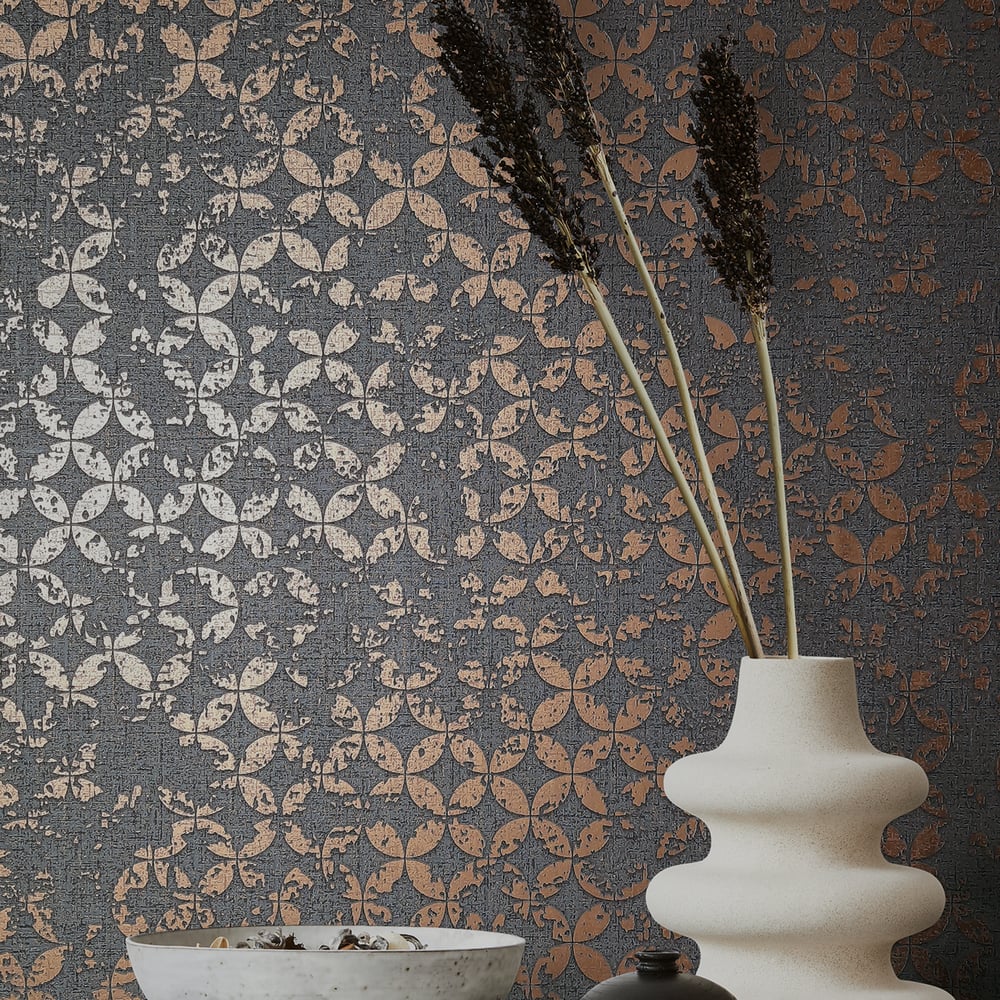 Graphics Wallpaper in anthracite color - pattern number 35119 - by Galerie in the City Romance collection