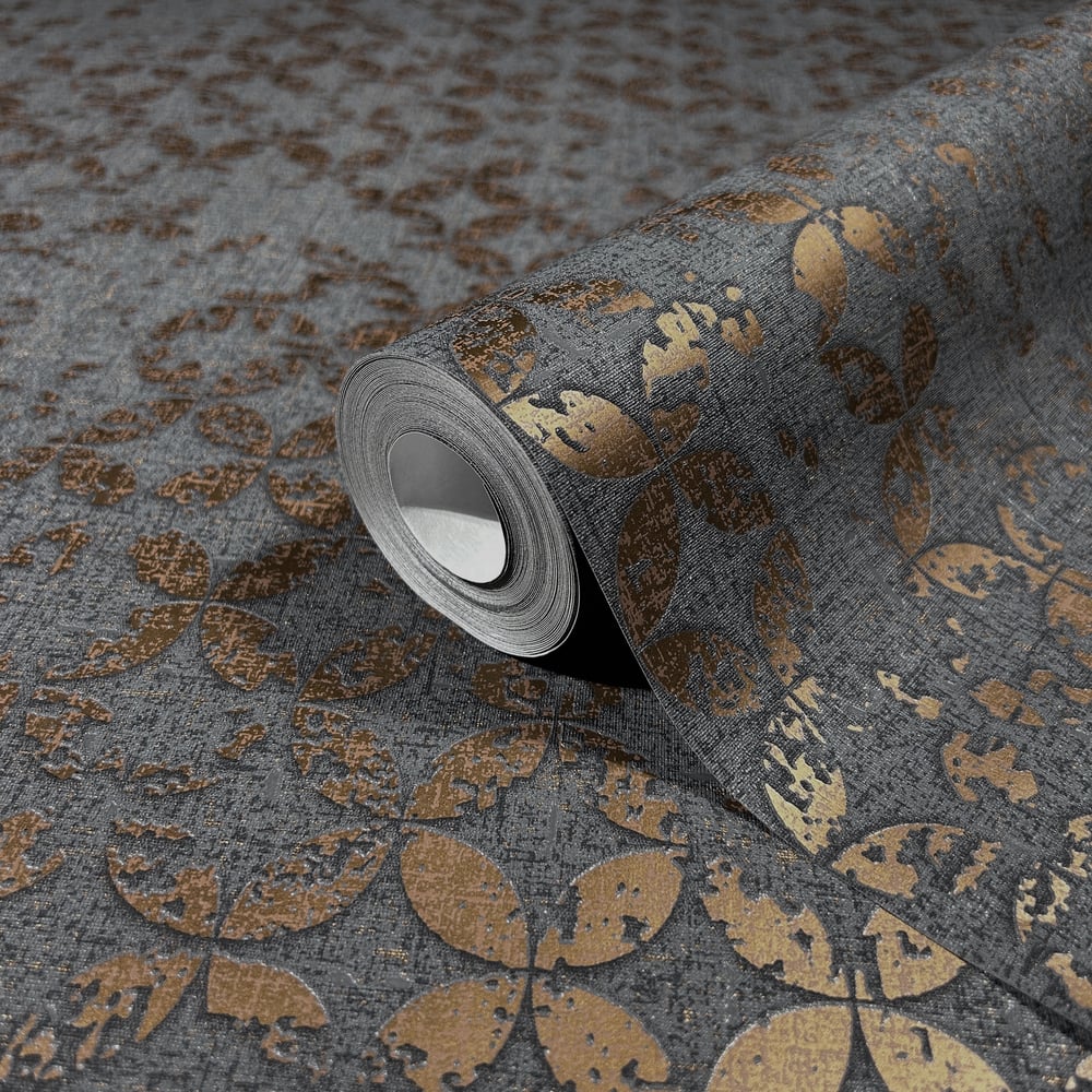 Graphics Wallpaper in anthracite color - pattern number 35119 - by Galerie in the City Romance collection