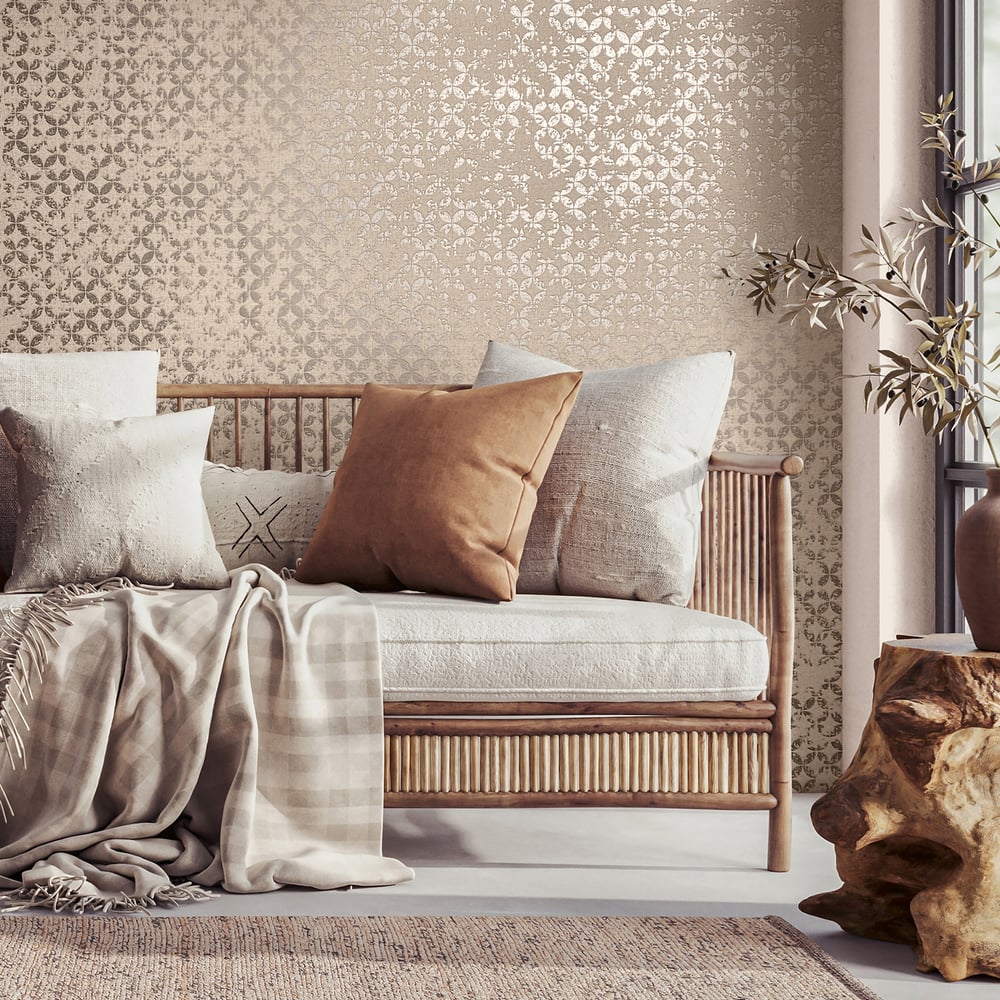 Graphics Wallpaper in beige color - pattern number 35120 - by Galerie in the City Romance collection