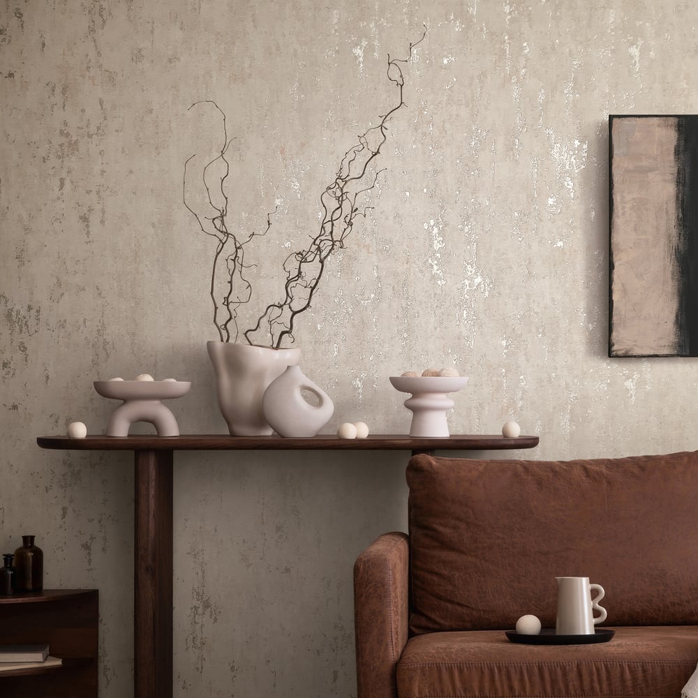 Concrete look Wallpaper in beige color - pattern number 35124 - by Galerie in the City Romance collection