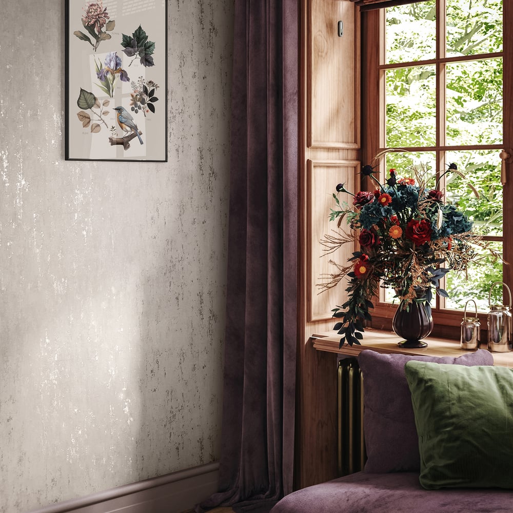Concrete look Wallpaper in beige color - pattern number 35125 - by Galerie in the City Romance collection