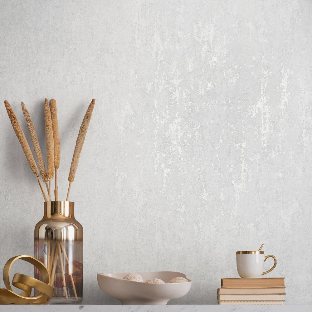 Concrete look Wallpaper in white color - pattern number 35126 - by Galerie in the City Romance collection