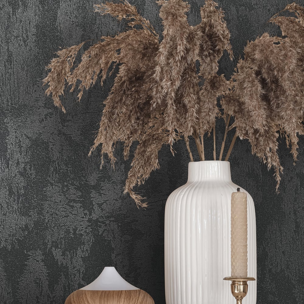 Uni Wallpaper in black color - pattern number 35130 - by Galerie in the City Romance collection