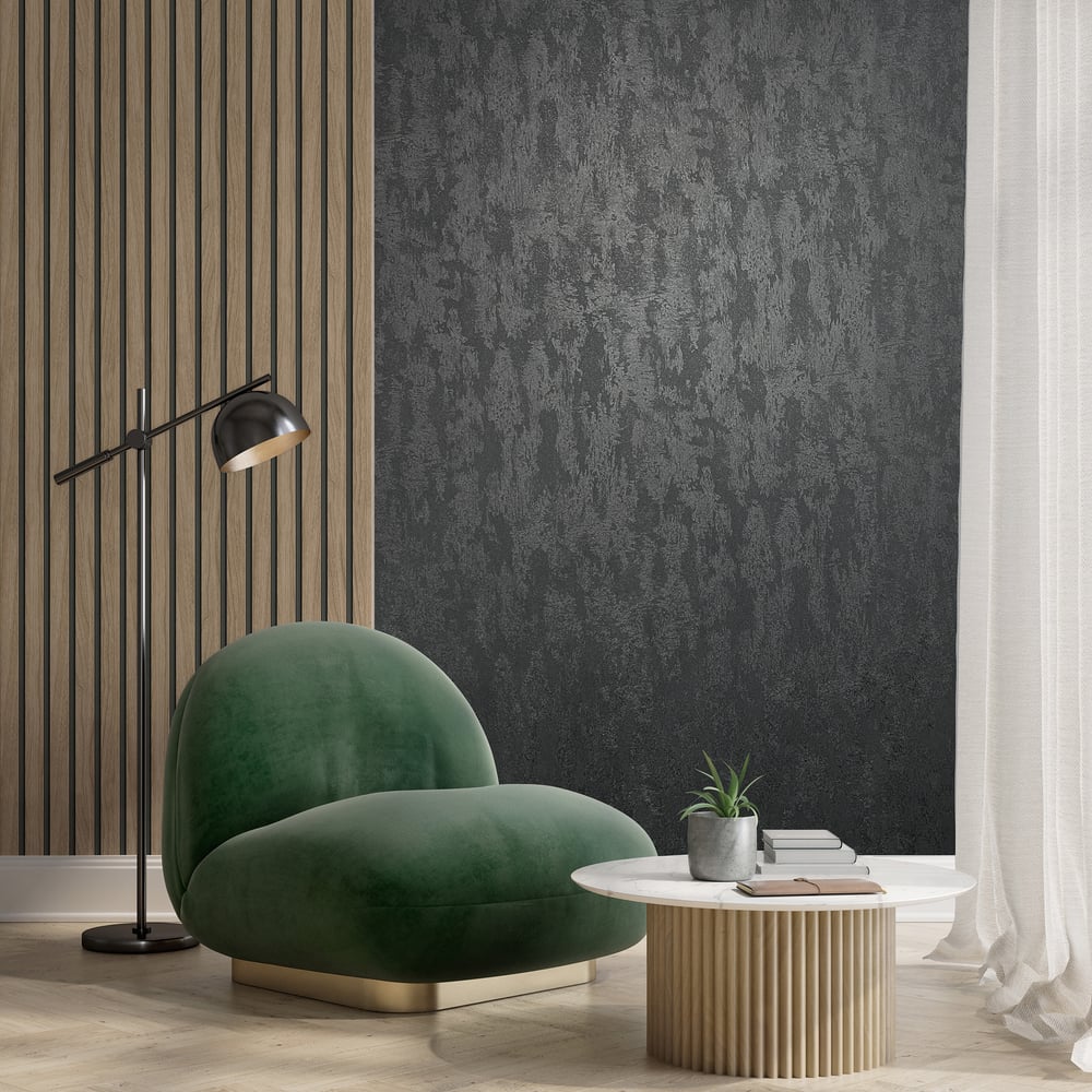 Uni Wallpaper in black color - pattern number 35130 - by Galerie in the City Romance collection