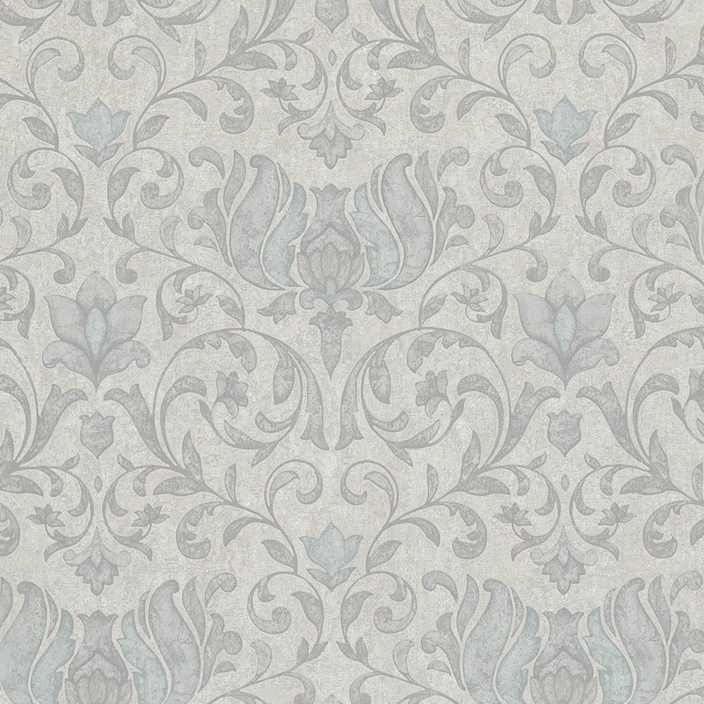 Floral Wallpaper in grey color - pattern number 35147 - by Galerie in the City Romance collection