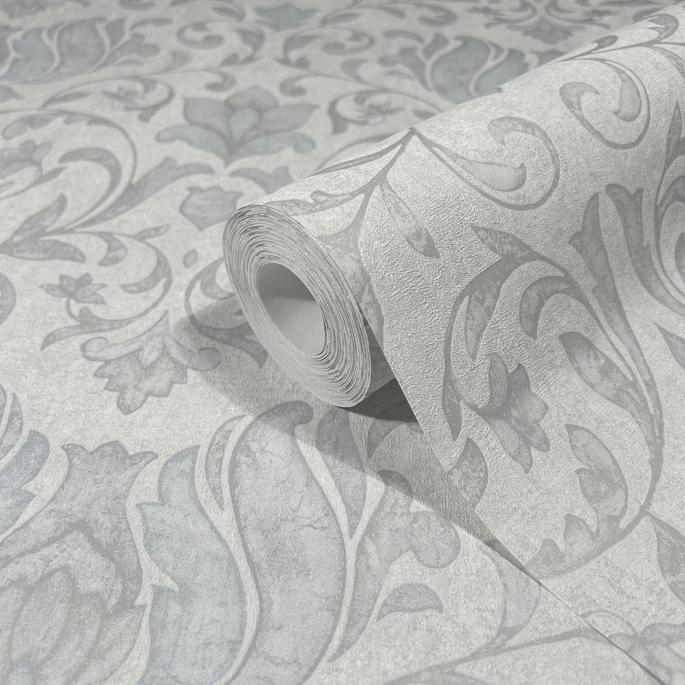 Floral Wallpaper in grey color - pattern number 35147 - by Galerie in the City Romance collection
