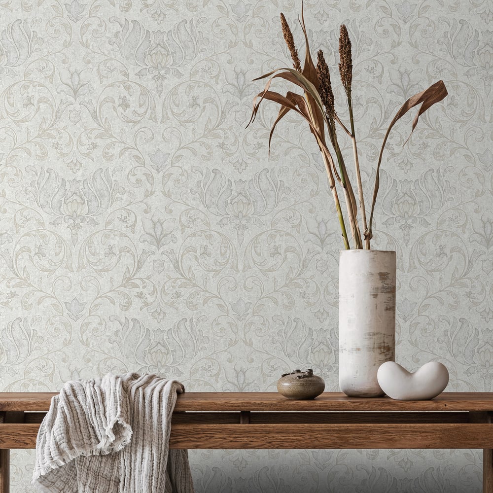Floral Wallpaper in white color - pattern number 35148 - by Galerie in the City Romance collection
