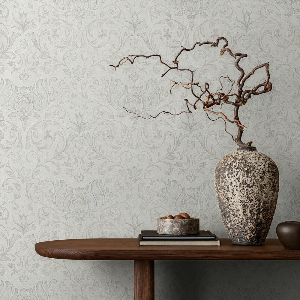 Floral Wallpaper in white color - pattern number 35148 - by Galerie in the City Romance collection