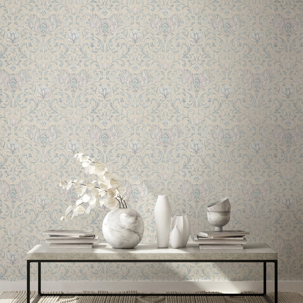 Floral Wallpaper in beige color - pattern number 35151 - by Galerie in the City Romance collection