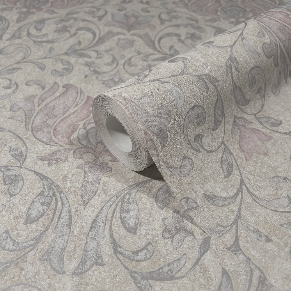 Floral Wallpaper in beige color - pattern number 35152 - by Galerie in the City Romance collection