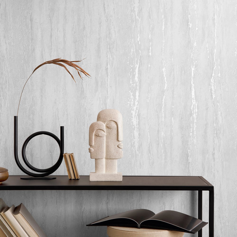 Plaster look Wallpaper in white color - pattern number 35153 - by Galerie in the City Romance collection