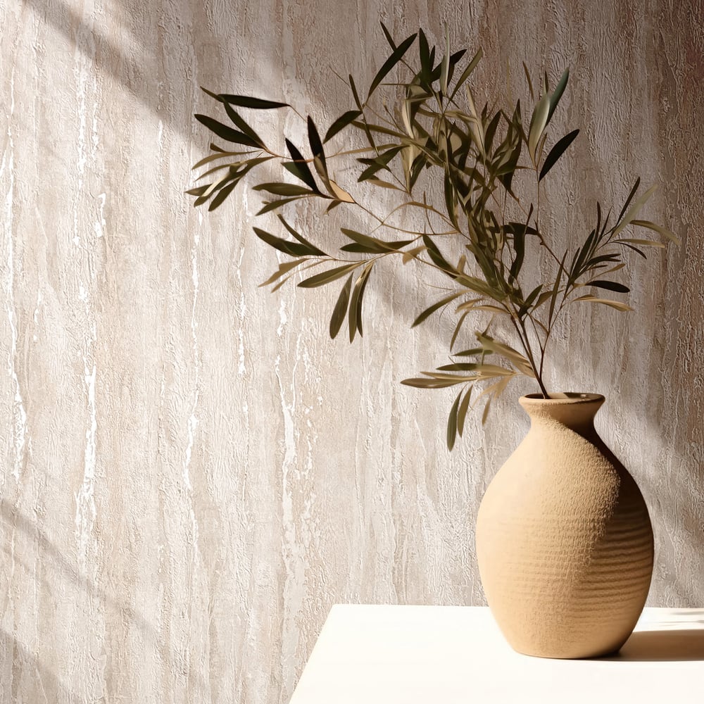 Plaster look Wallpaper in beige color - pattern number 35154 - by Galerie in the City Romance collection