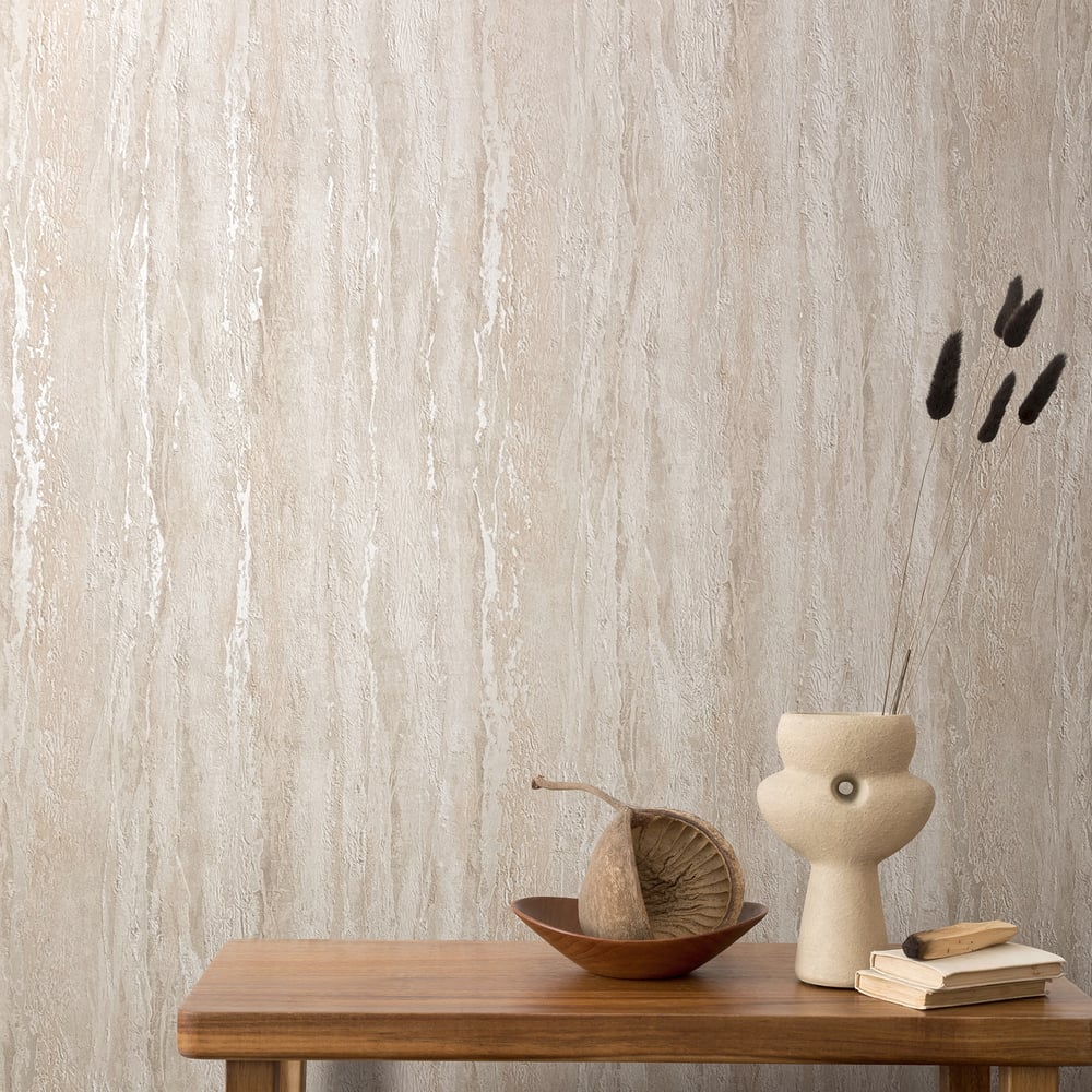Plaster look Wallpaper in beige color - pattern number 35154 - by Galerie in the City Romance collection