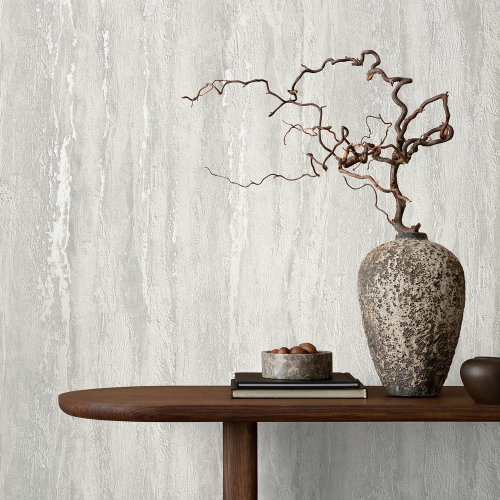 Plaster look Wallpaper in grey color - pattern number 35155 - by Galerie in the City Romance collection