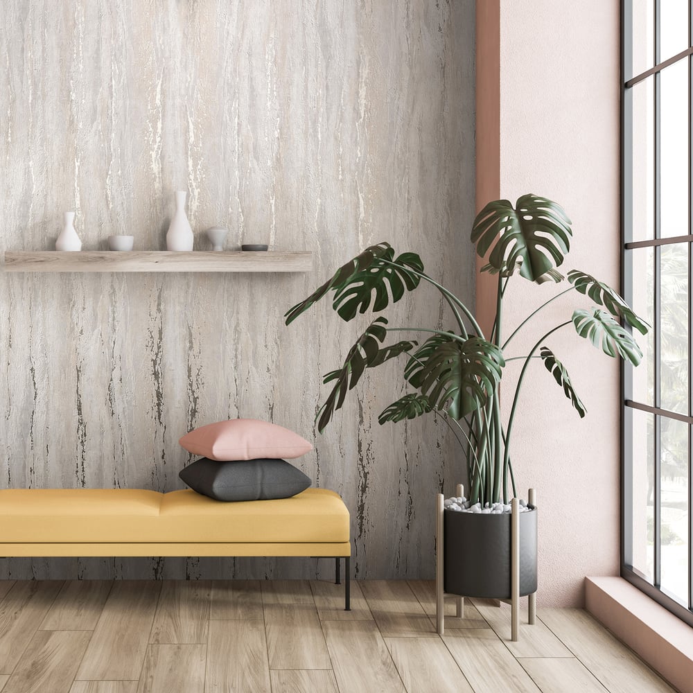 Plaster look Wallpaper in beige color - pattern number 35158 - by Galerie in the City Romance collection