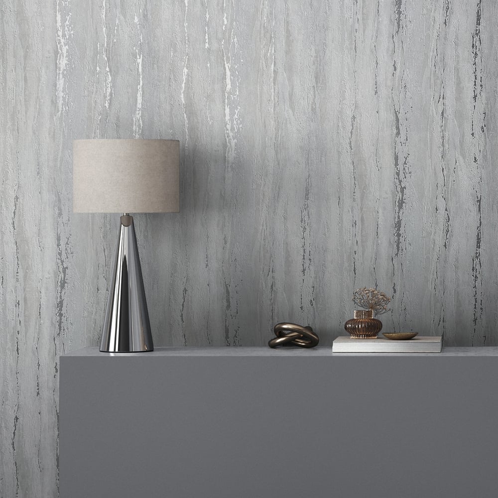 Plaster look Wallpaper in grey color - pattern number 35160 - by Galerie in the City Romance collection