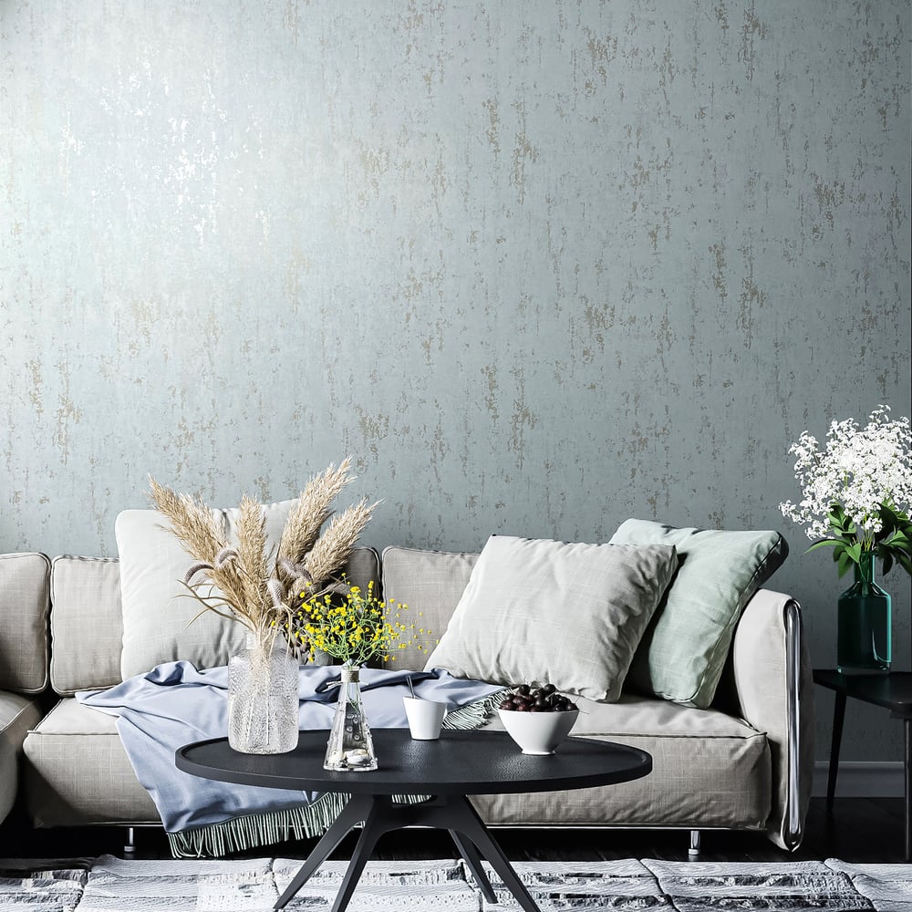 Concrete look Wallpaper in white blue color - pattern number 35162 - by Galerie in the City Romance collection