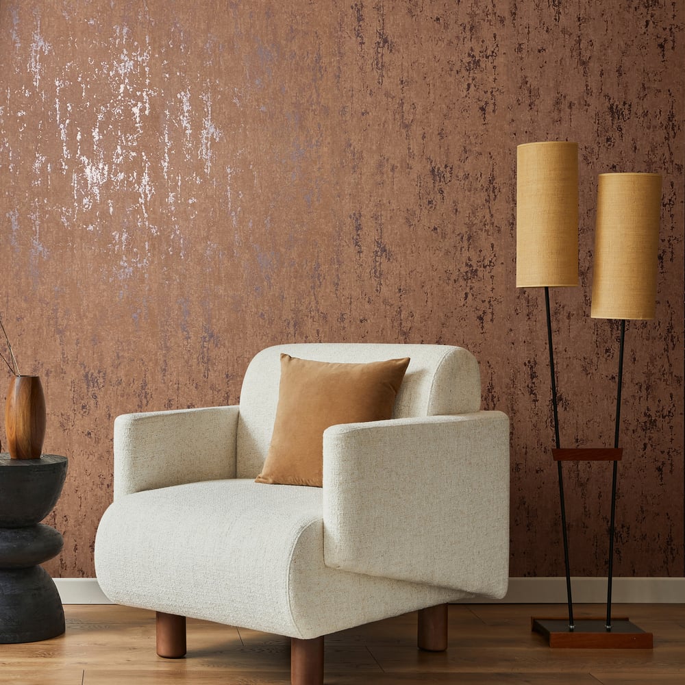 Concrete look Wallpaper in brown color - pattern number 35163 - by Galerie in the City Romance collection