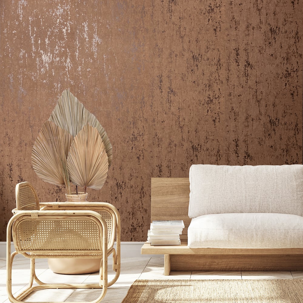 Concrete look Wallpaper in brown color - pattern number 35163 - by Galerie in the City Romance collection