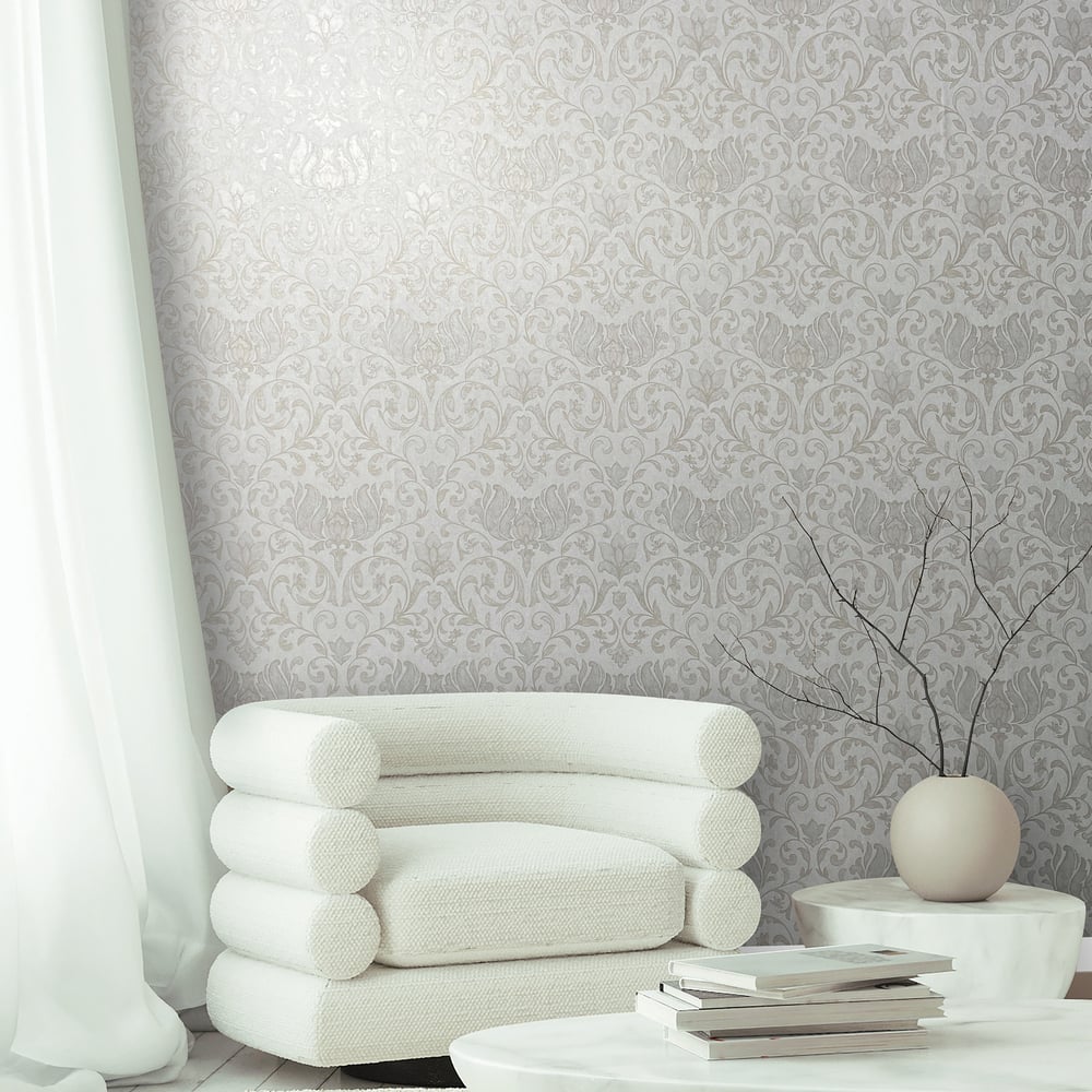 Floral Wallpaper in white color - pattern number 35168 - by Galerie in the City Romance collection