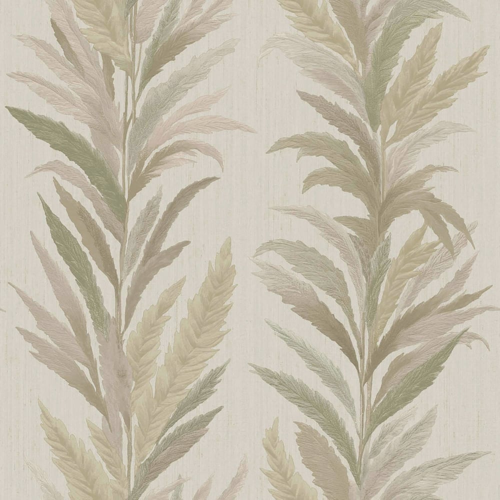 Leaf Flourish wallpaper in beige green color - pattern number 35907 - by Galerie in the Ornamenta collection