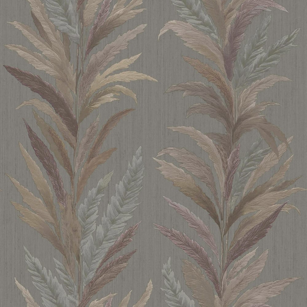 Leaf Flourish wallpaper in grey bronze color - pattern number 35908 - by Galerie in the Ornamenta collection
