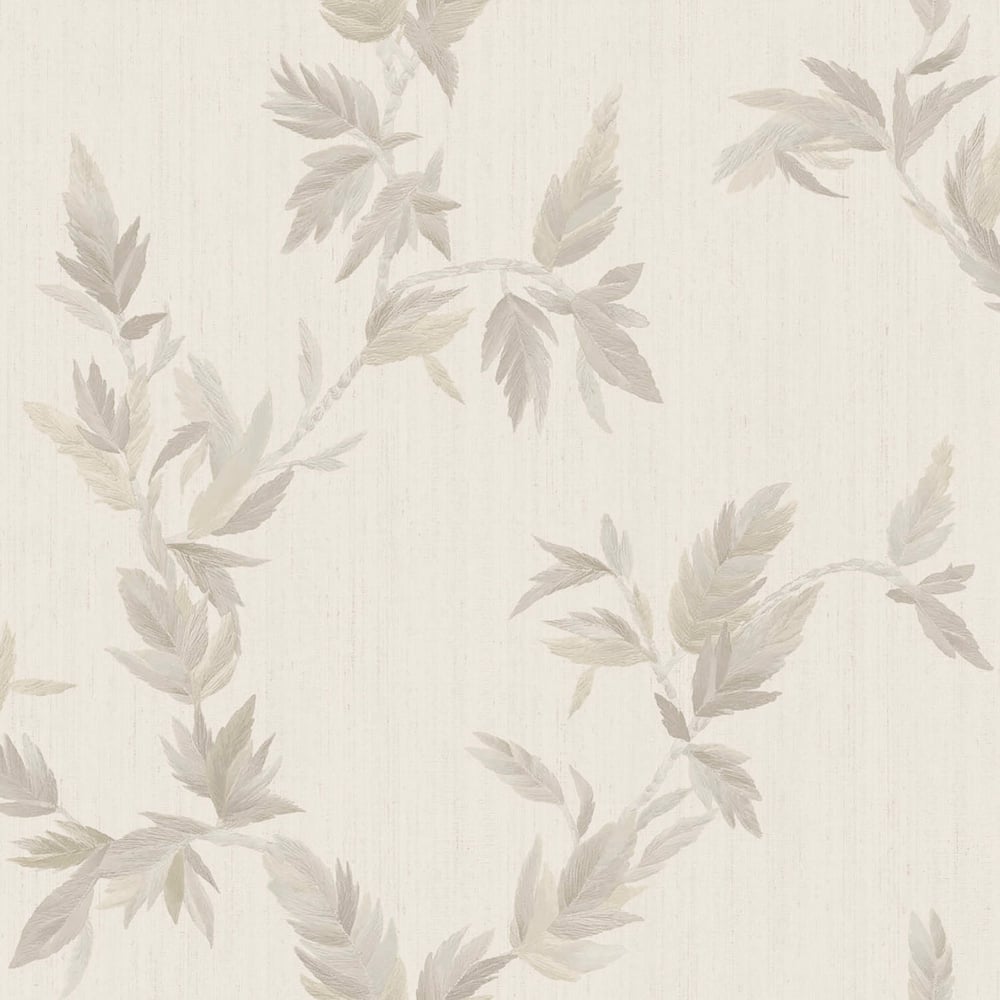 Thin Leaf wallpaper in beige silver color - pattern number 35911 - by Galerie in the Ornamenta collection