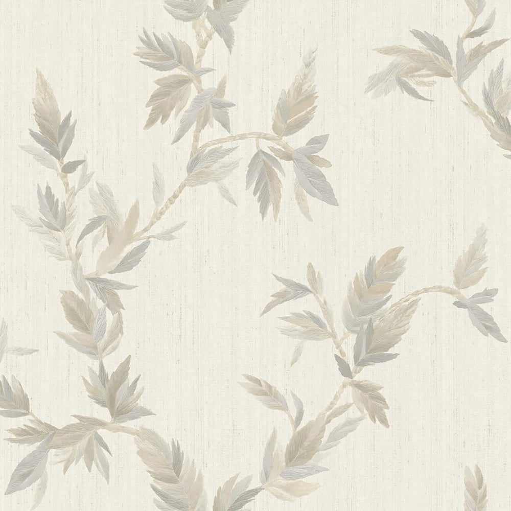 Thin Leaf wallpaper in beige cream color - pattern number 35913 - by Galerie in the Ornamenta collection