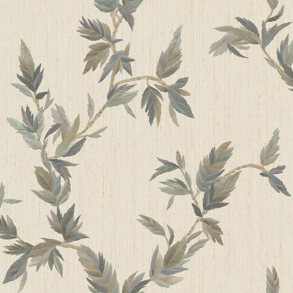 Thin Leaf wallpaper in beige green color - pattern number 35915 - by Galerie in the Ornamenta collection