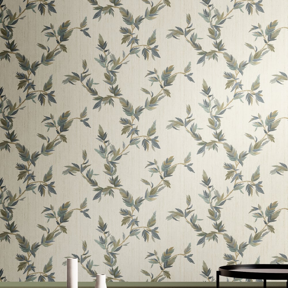 Thin Leaf wallpaper in beige green color - pattern number 35915 - by Galerie in the Ornamenta collection