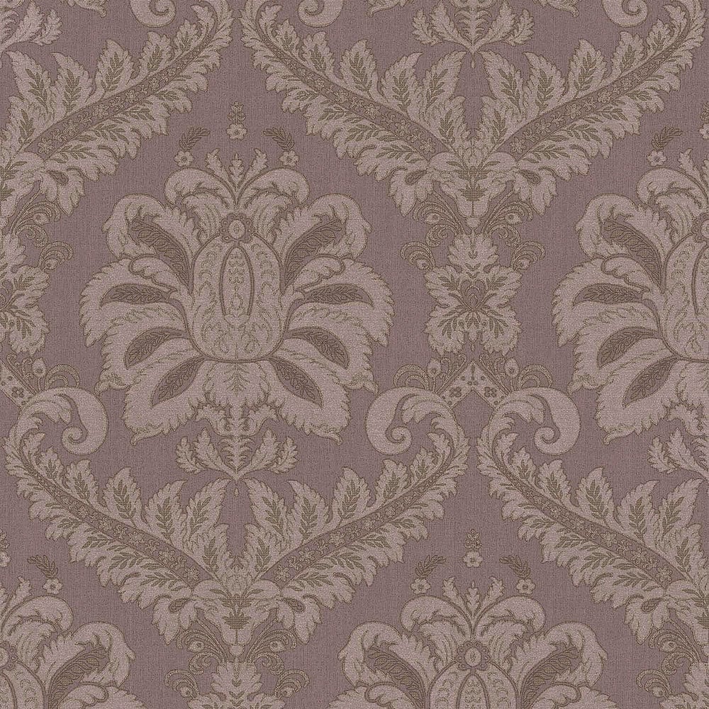 Traditional Damask wallpaper in purple gold color - pattern number 35928 - by Galerie in the Ornamenta collection