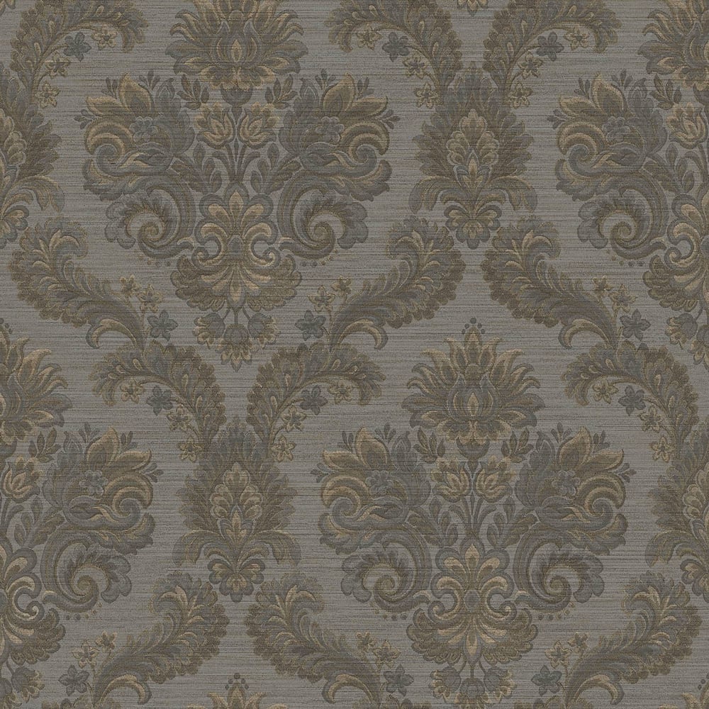 Floral Damask wallpaper in beige grey color - pattern number 35949 - by Galerie in the Ornamenta collection