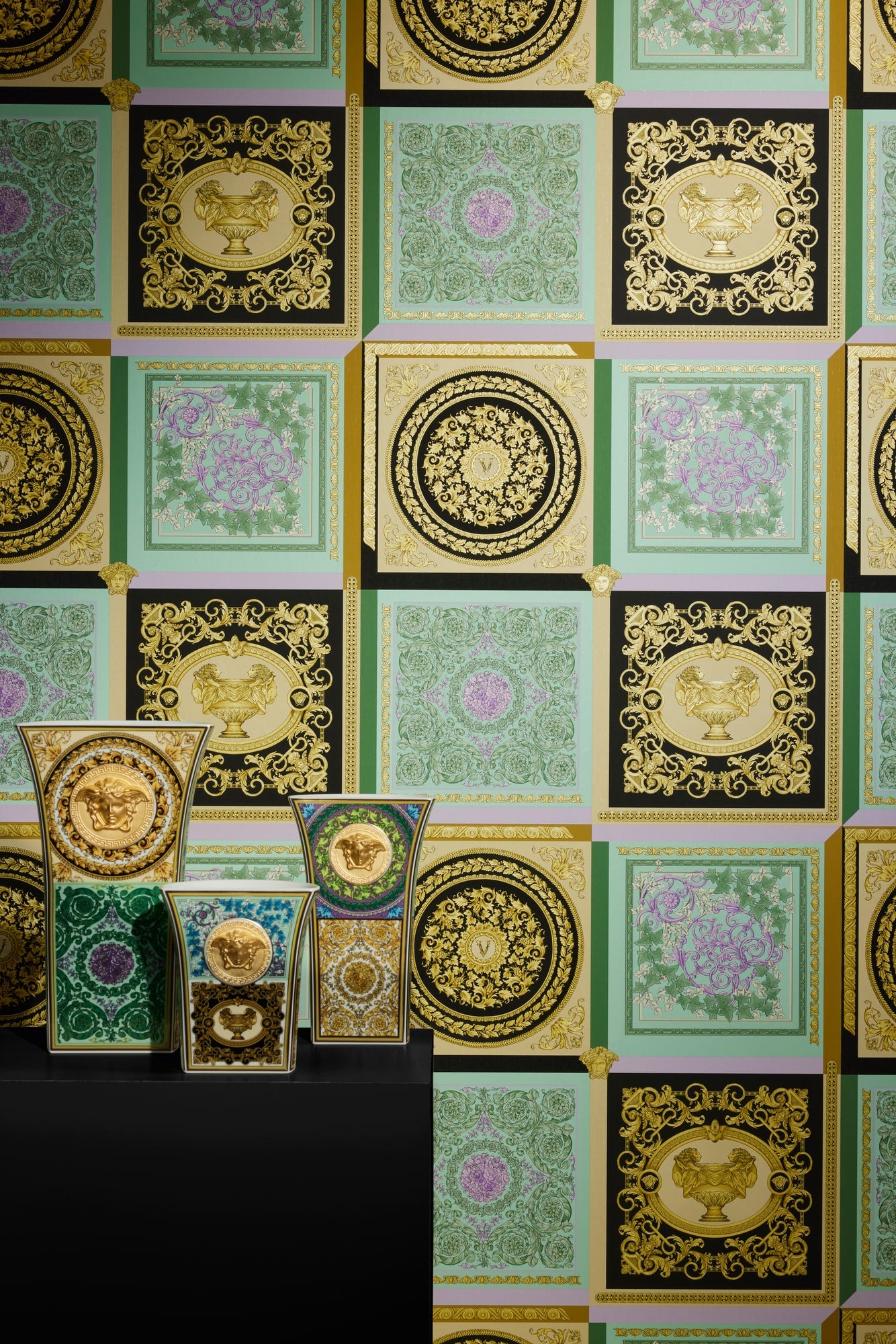 Reverie wallpaper in mosaic color - pattern number 387041X - by Seabrook in the Versace Volume 5 collection