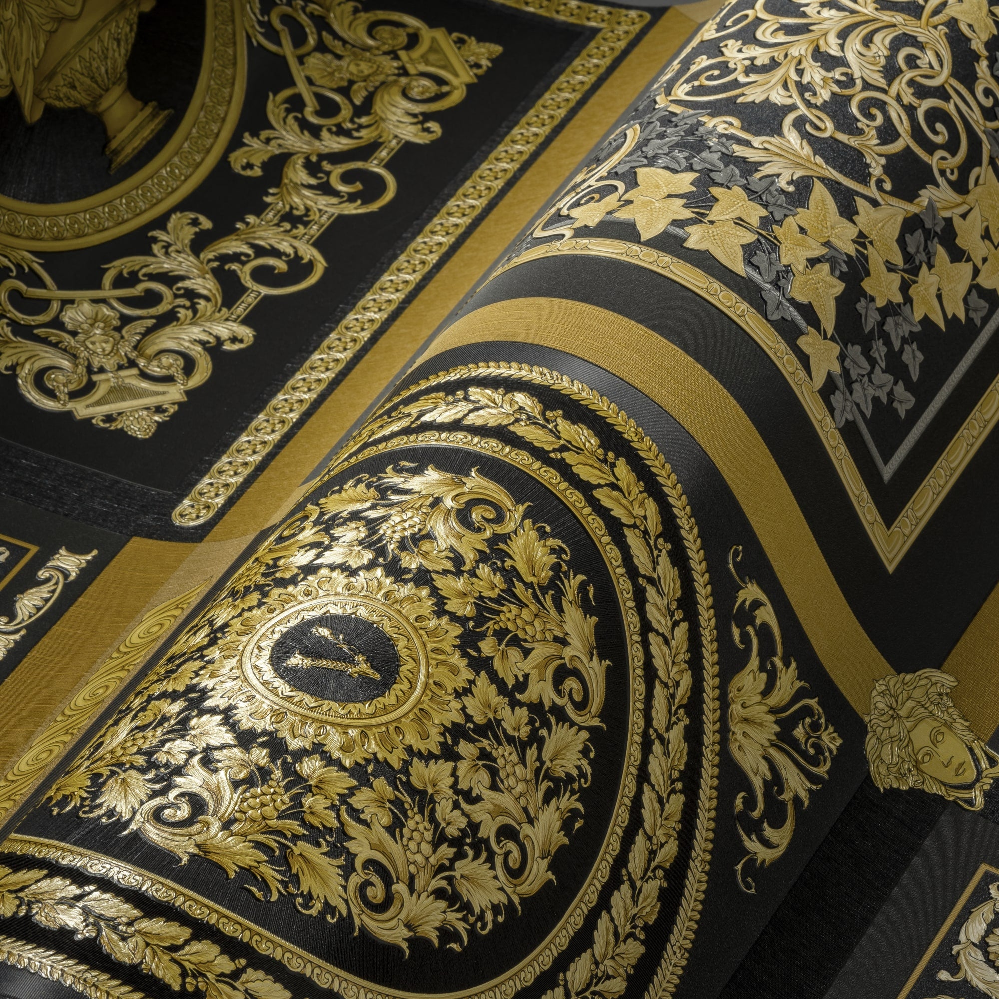 Reverie wallpaper in honey bee color - pattern number 387043X - by Seabrook in the Versace Volume 5 collection