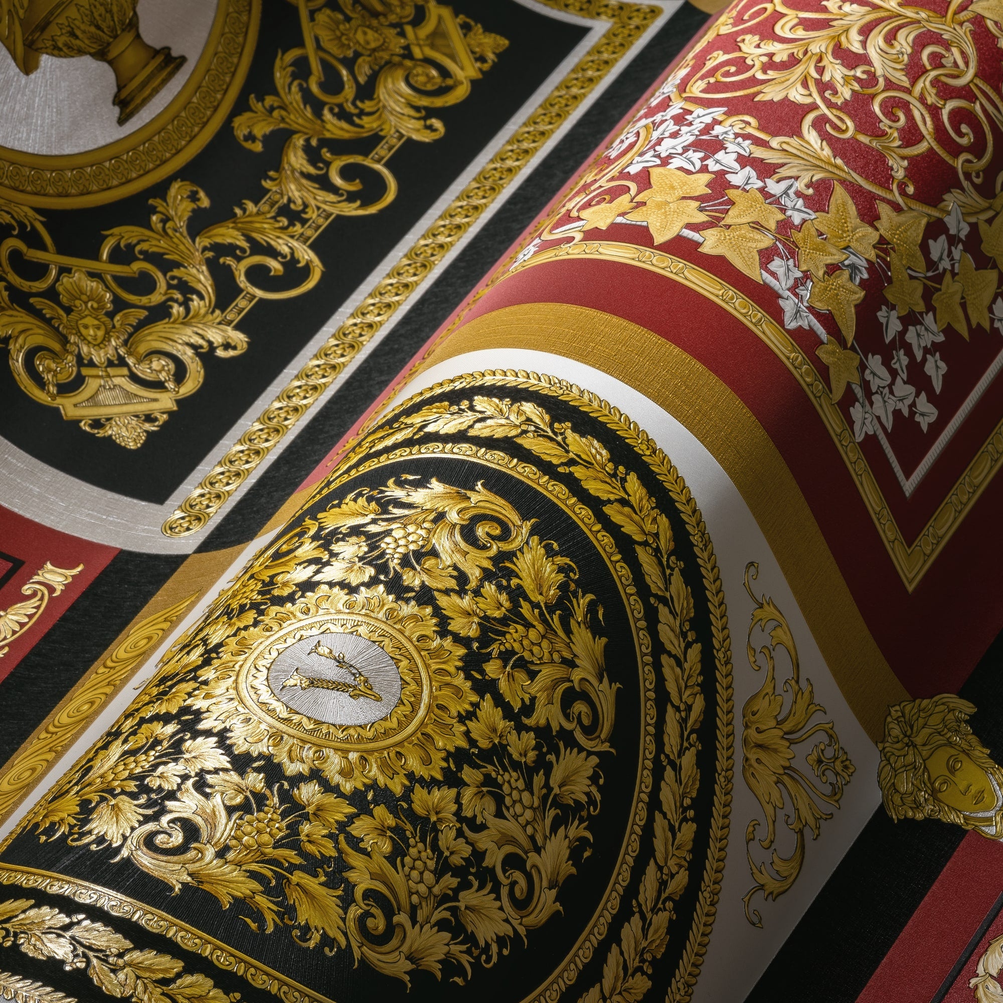 Reverie wallpaper in crimson color - pattern number 387046X - by Seabrook in the Versace Volume 5 collection