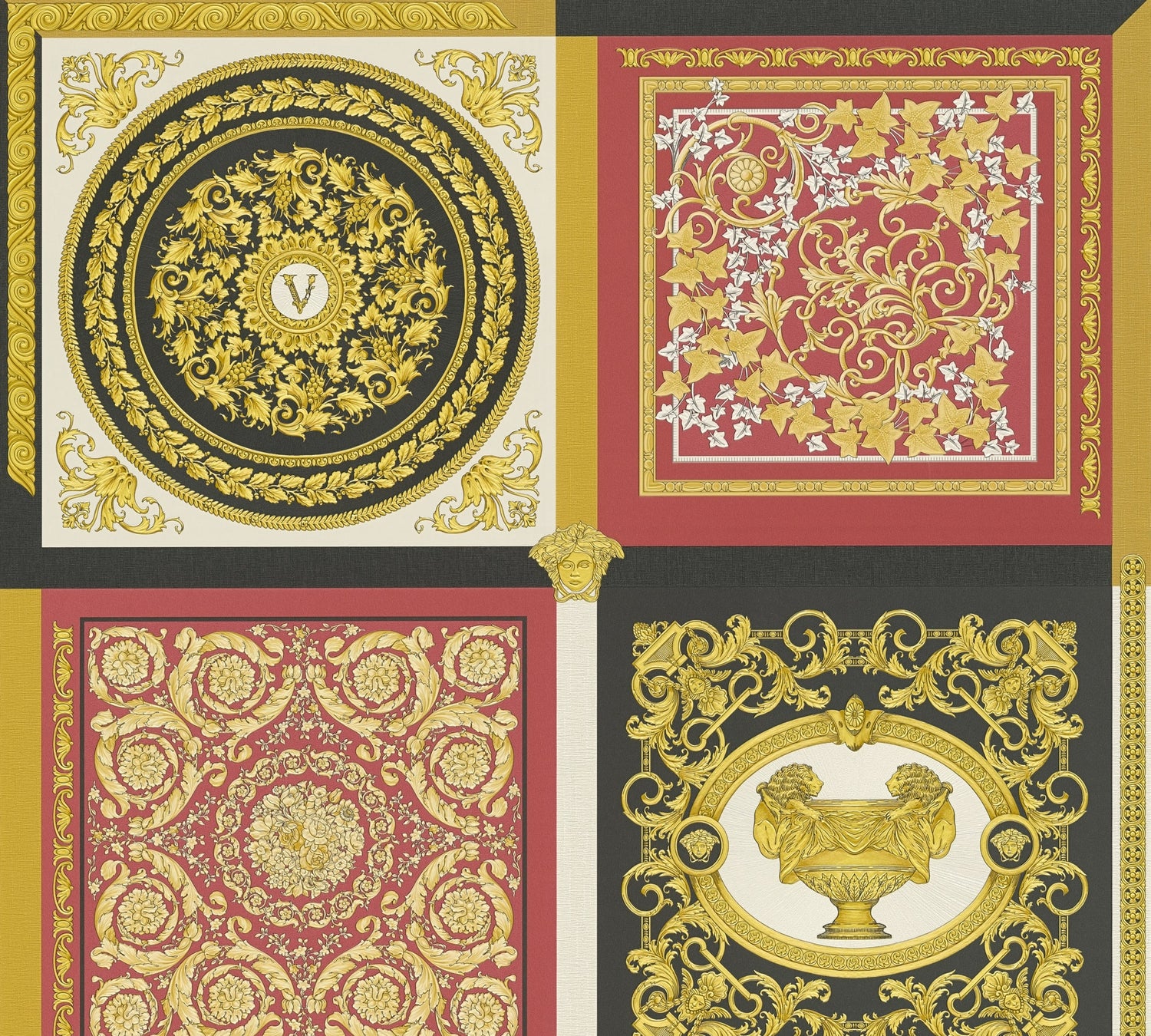Reverie wallpaper in crimson color - pattern number 387046X - by Seabrook in the Versace Volume 5 collection