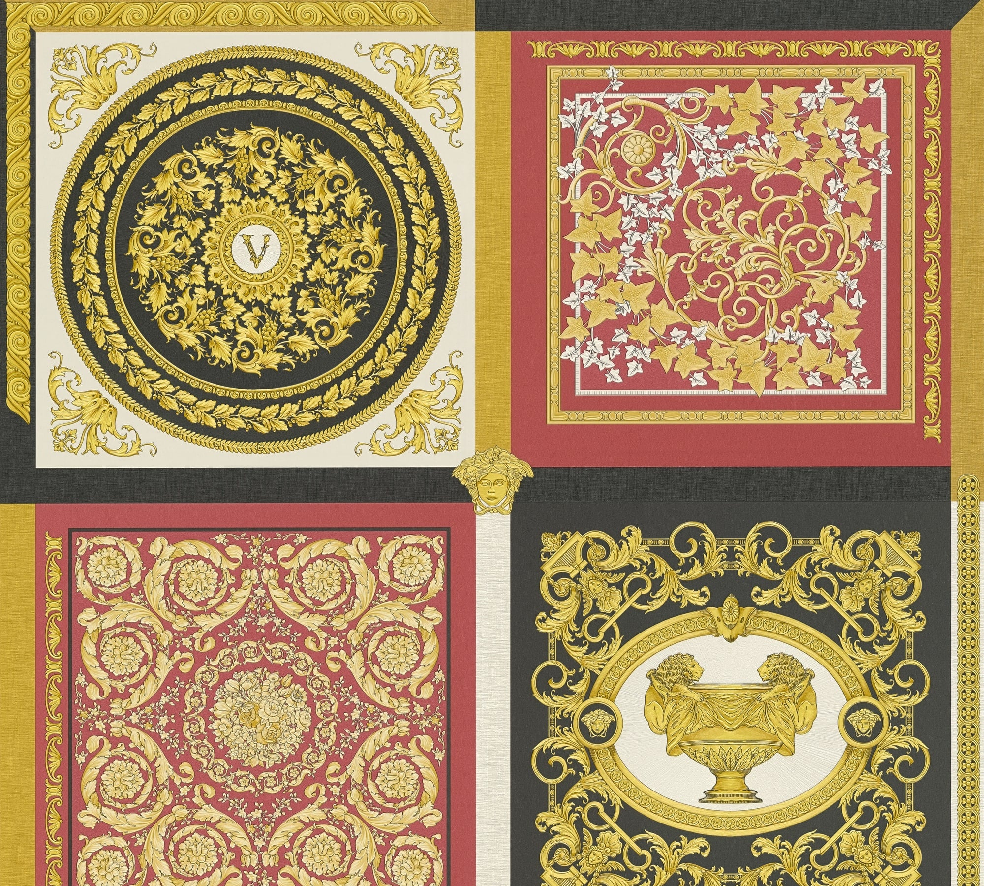 Reverie wallpaper in crimson color - pattern number 387046X - by Seabrook in the Versace Volume 5 collection