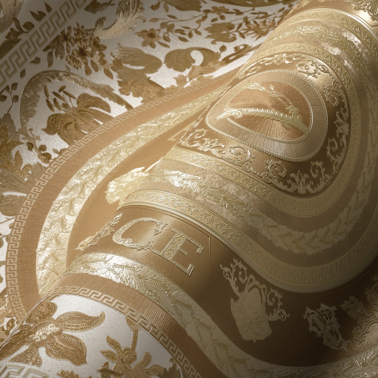 Ember wallpaper in marigold color - pattern number 387054X - by Seabrook in the Versace Volume 5 collection