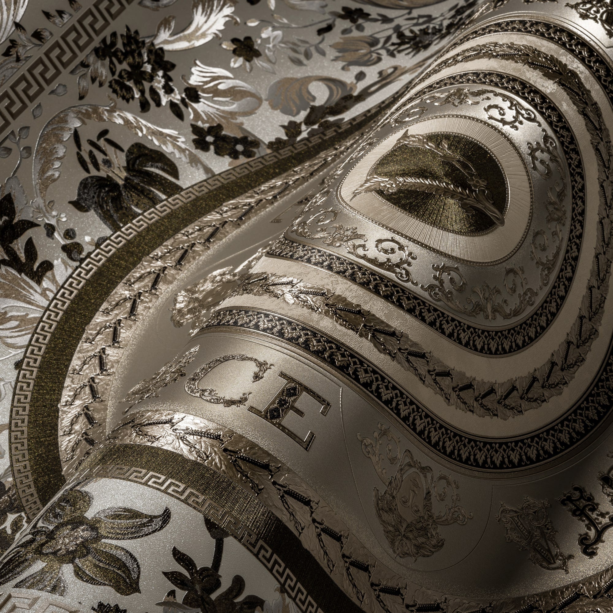 Ember wallpaper in shale color - pattern number 387056X - by Seabrook in the Versace Volume 5 collection