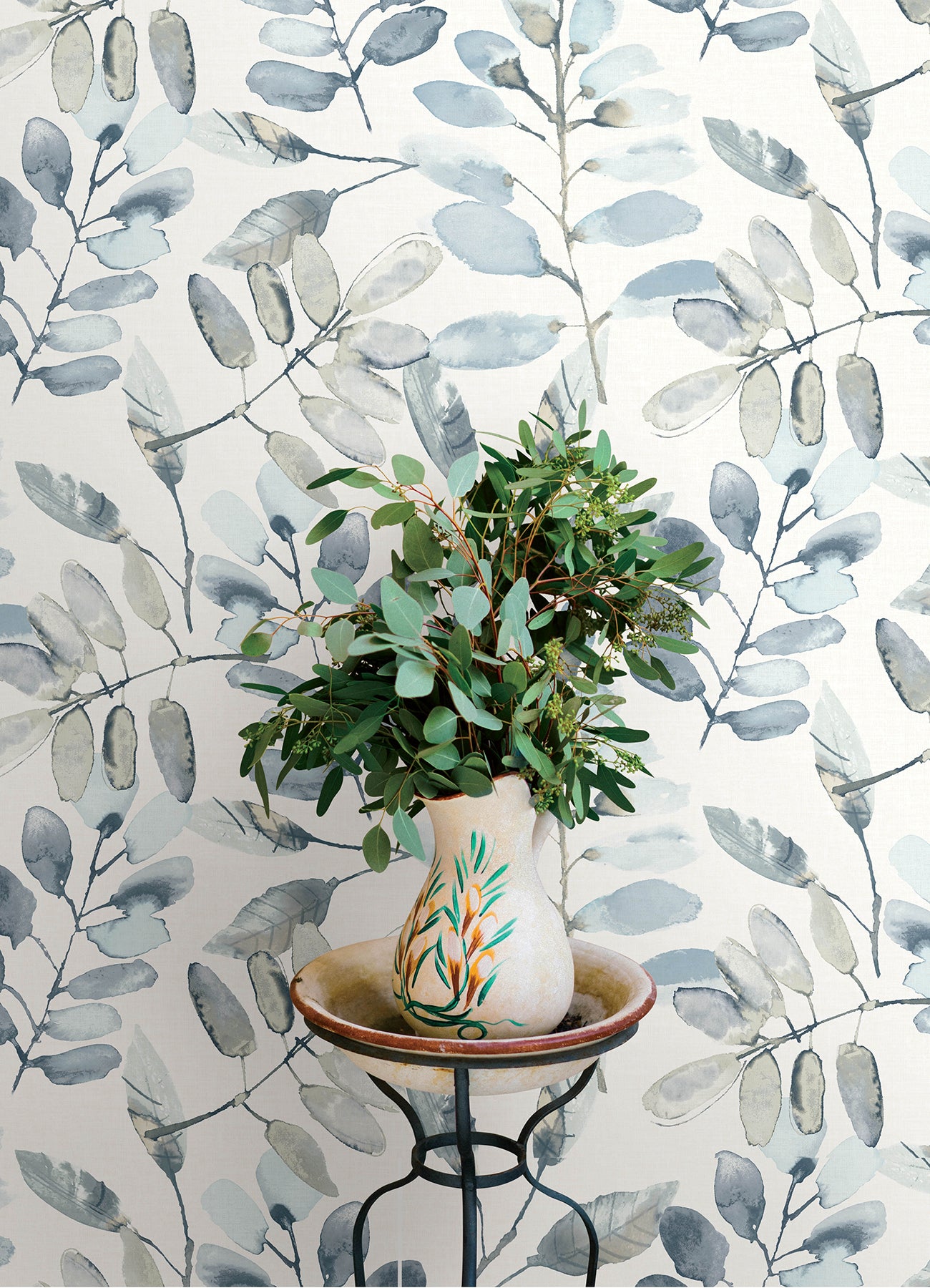 Pinnate wallpaper in blue color - pattern number 4169-13908 - by Chesapeake in the Oak and Moss collection