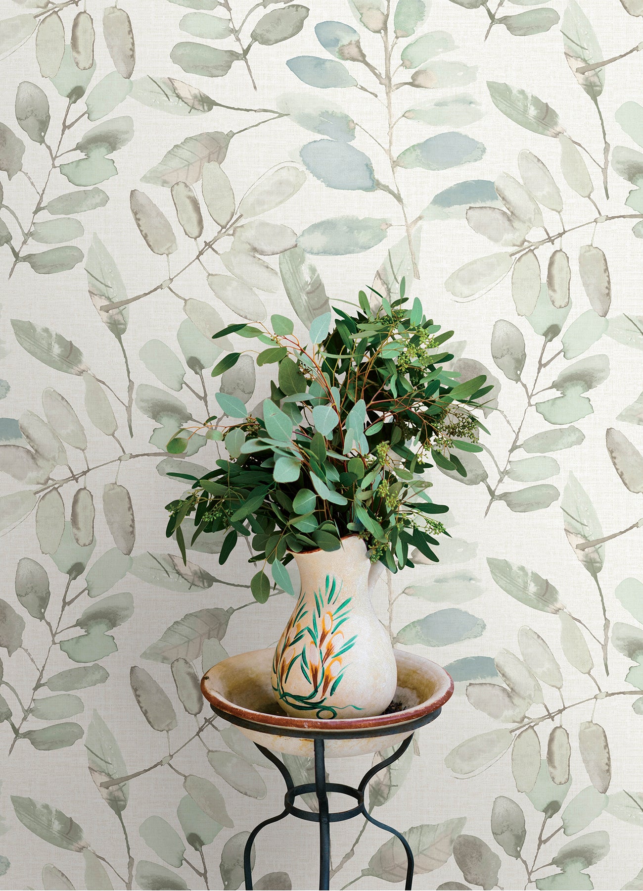 Pinnate wallpaper in mint color - pattern number 4169-13909 - by Chesapeake in the Oak and Moss collection
