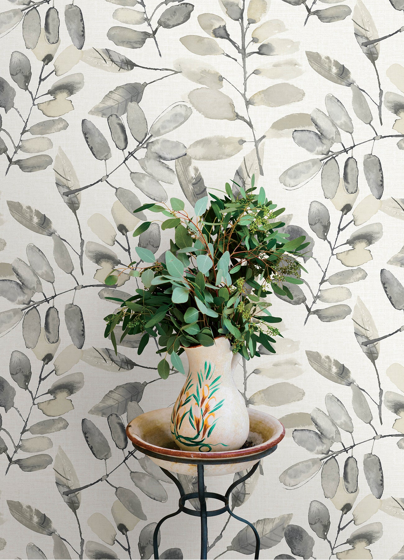 Pinnate wallpaper in charcoal color - pattern number 4169-13910 - by Chesapeake in the Oak and Moss collection