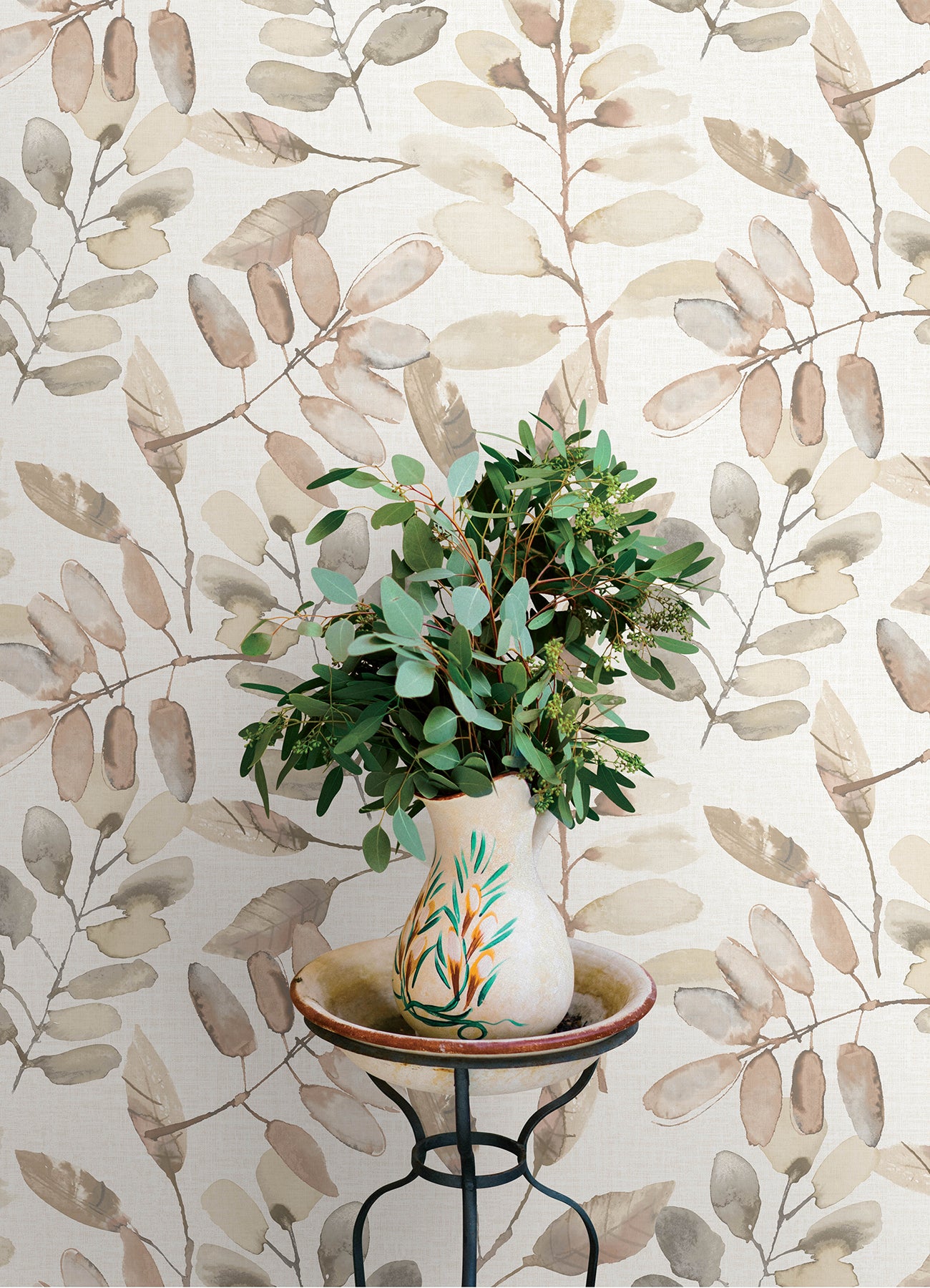 Pinnate wallpaper in salmon color - pattern number 4169-13912 - by Chesapeake in the Oak and Moss collection