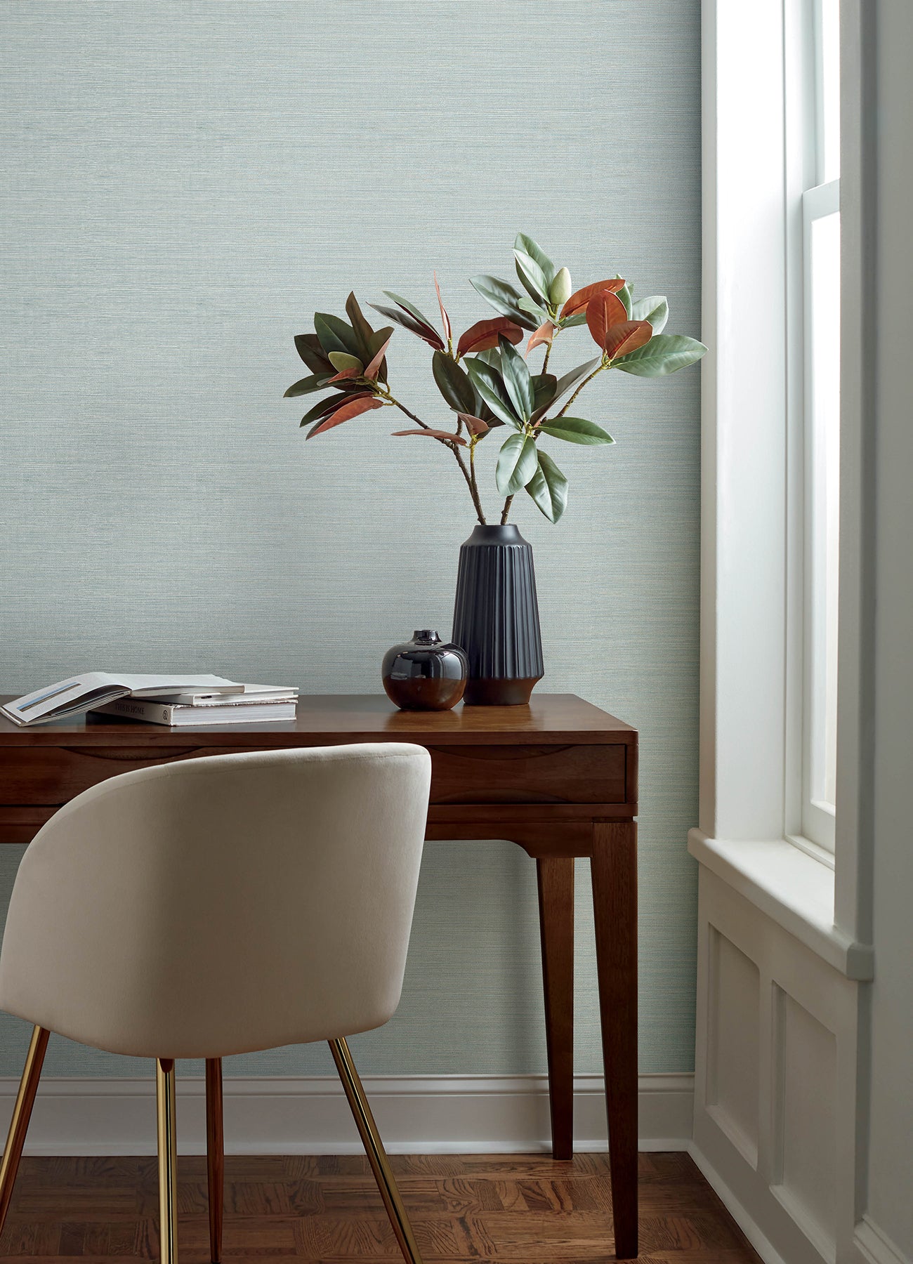 Agave wallpaper in light blue color - pattern number 4169-24278 - by Chesapeake in the Oak and Moss collection